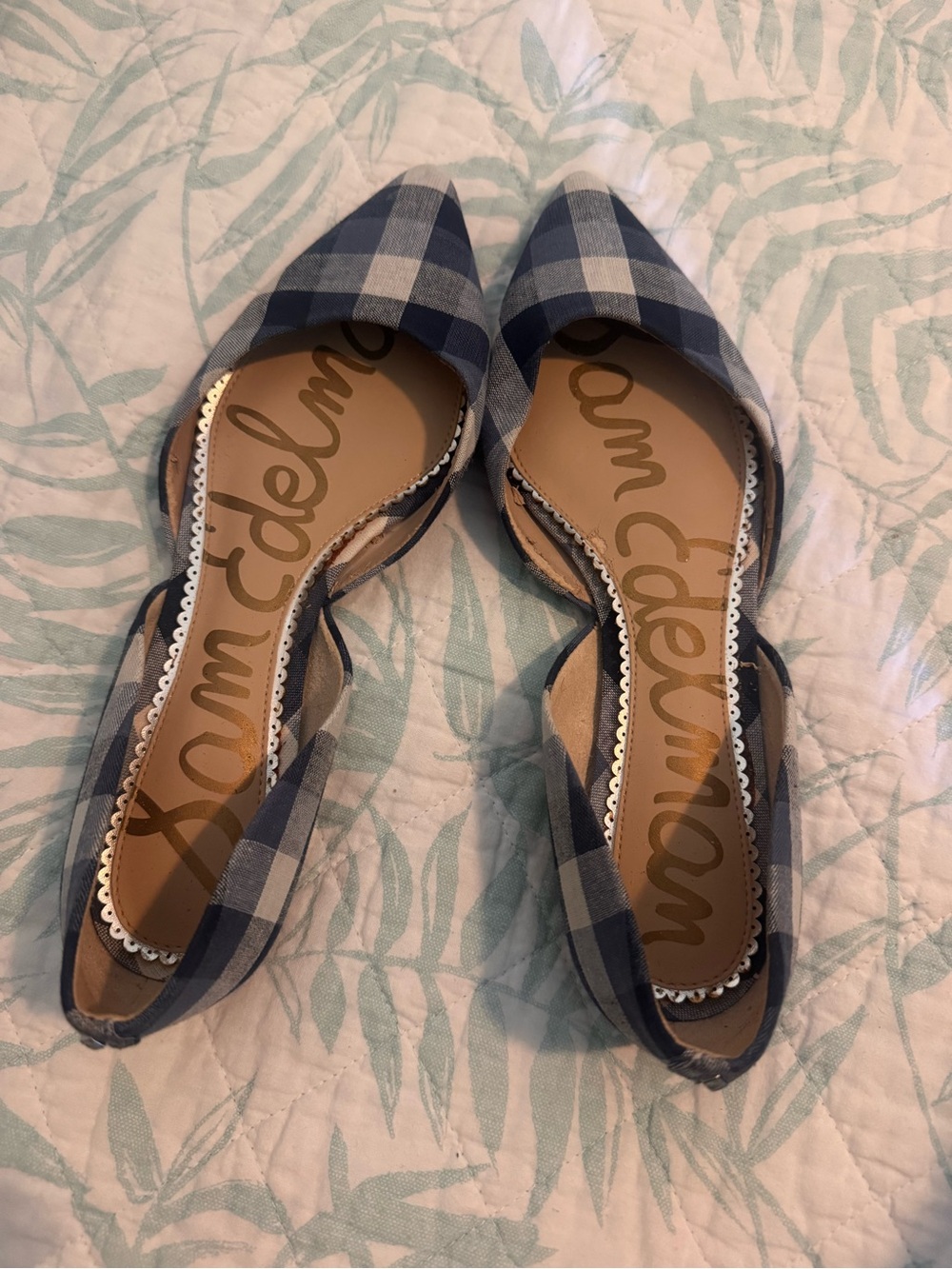 Sam Edelman Blue Plaid Pointed D'Orsay Flats